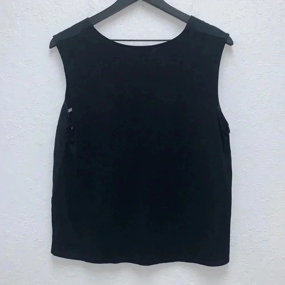 Eileen Fisher Round Split Neck Mixed Media Shell Top Size Large - Picture 7 of 7